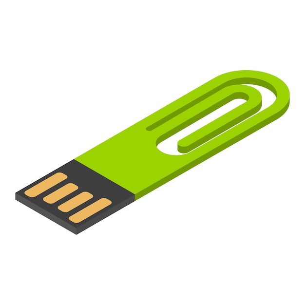 Иконка мини-флэш-памяти USB Изометрическая иконка вектора флэш-памяти мини-USB для веб-дизайна выделена на белом фоне