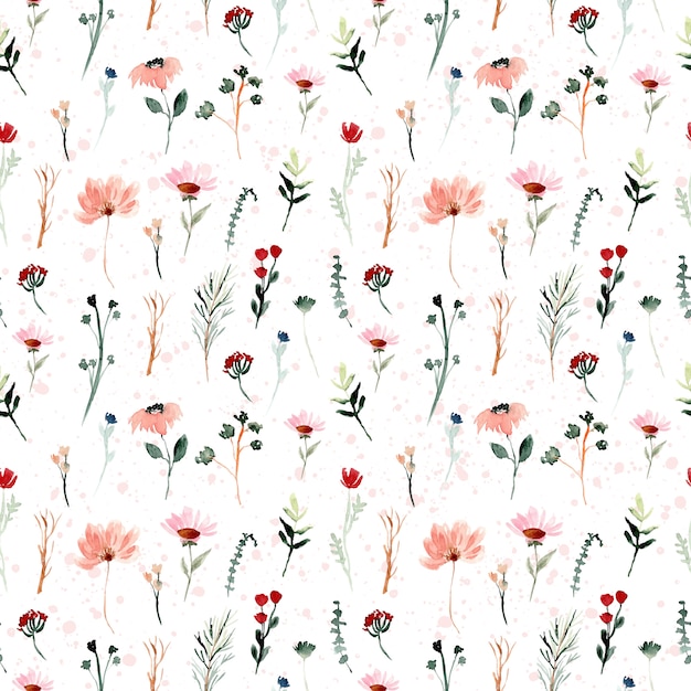 미니 야생 꽃 수채화 원활한 패턴