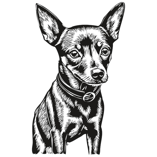 Miniature Pinscher dog vector graphics hand drawn pencil animal line illustration sketch drawing