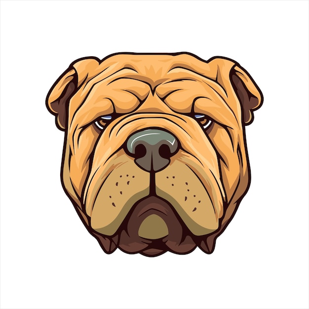 Вектор Миниатюрная порода собак shar pei милый мультфильм кавайи персонаж животное домашнее животное изолированная наклейка иллюстрация