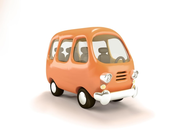 minibus 3d icon vintage minivan isolated vector 3d illustration