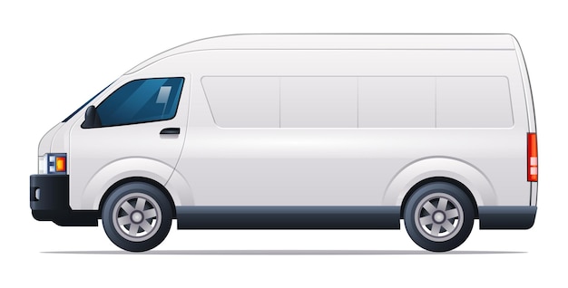 Minibus vectorillustratie minivan zijaanzicht geïsoleerd op witte achtergrond