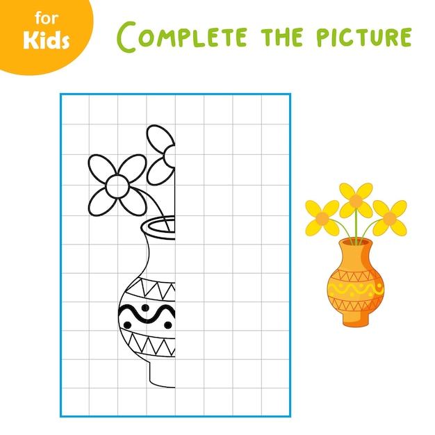 Minigames voor kinderen Tekenen Teken een vaas volgens het schema leerplezier
