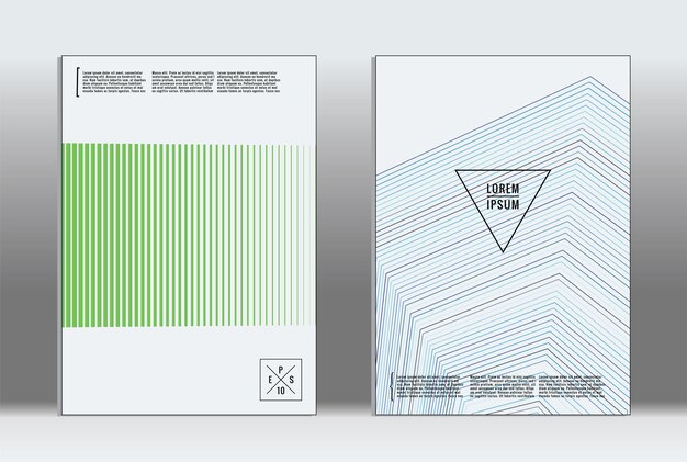 Minimaal bordje. Vector geometrische dekking. Hipster trendy rapportsjabloon. Set futuristische lijngradiënt grafisch ontwerp flyers. Mode minimale lay-outs. Gestreepte borden. Retro banner ontwerpset.