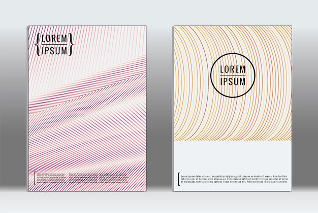 Minimaal bordje. Vector geometrische dekking. Hipster trendy rapportsjabloon. Set futuristische lijngradiënt grafisch ontwerp flyers. Mode minimale lay-outs. Gestreepte borden. Retro banner ontwerpset.