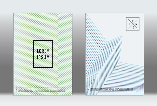 Minimaal bordje. Vector geometrische dekking. Hipster trendy rapportsjabloon. Set futuristische lijngradiënt grafisch ontwerp flyers. Mode minimale lay-outs. Gestreepte borden. Retro banner ontwerpset.