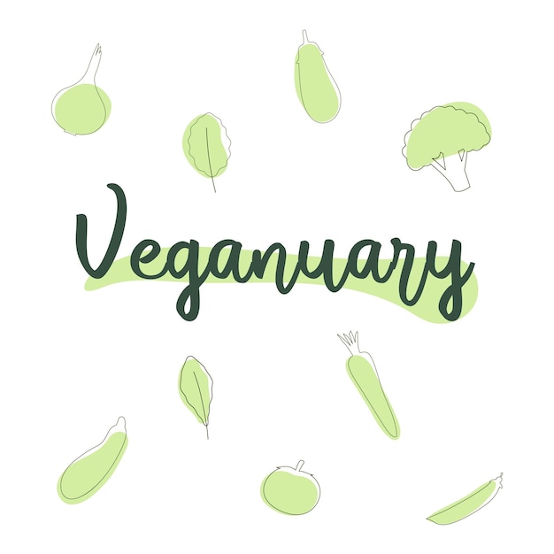 Minimaal concept van vegetarisme in januari go vegan veganuary