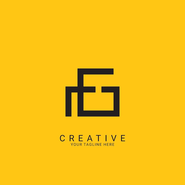 Minimaal creatief initieel gebaseerd FG GF-logo Letter FG GF creatief elegant monogram met zwarte kleur