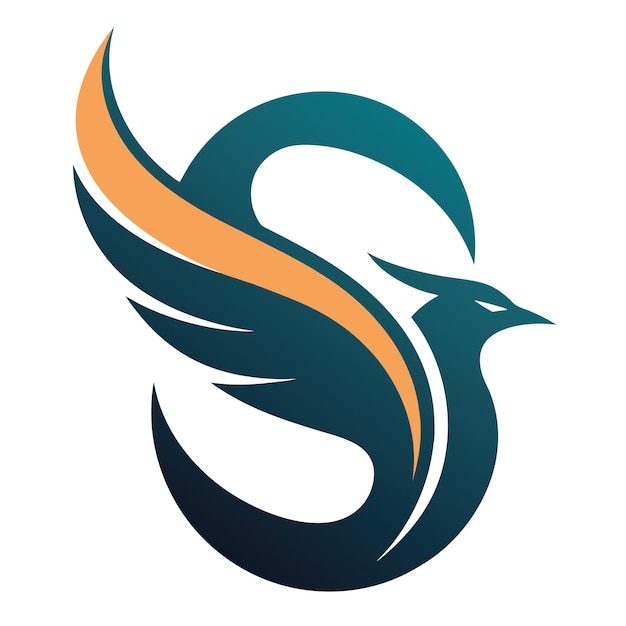 Minimaal en elegant stijl letter S logo in de vorm van een vogel