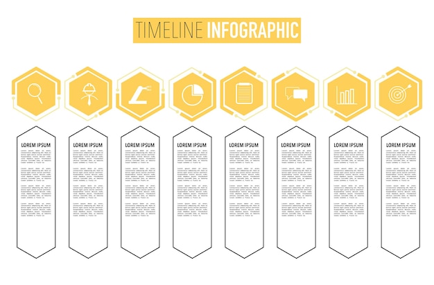 Minimaal infographic tijdlijn bedrijfsprocesontwerp