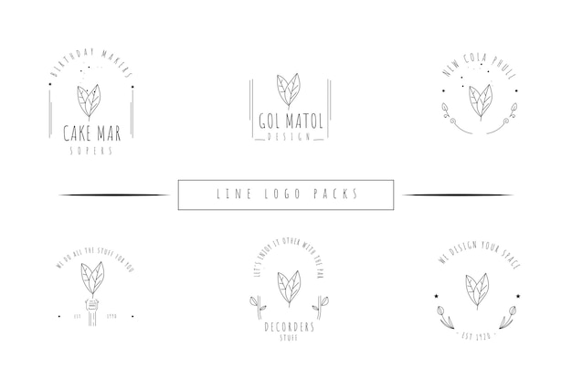 Minimaal logopakket met bloemen- en botanische elementen voor eenvoudig gebruik