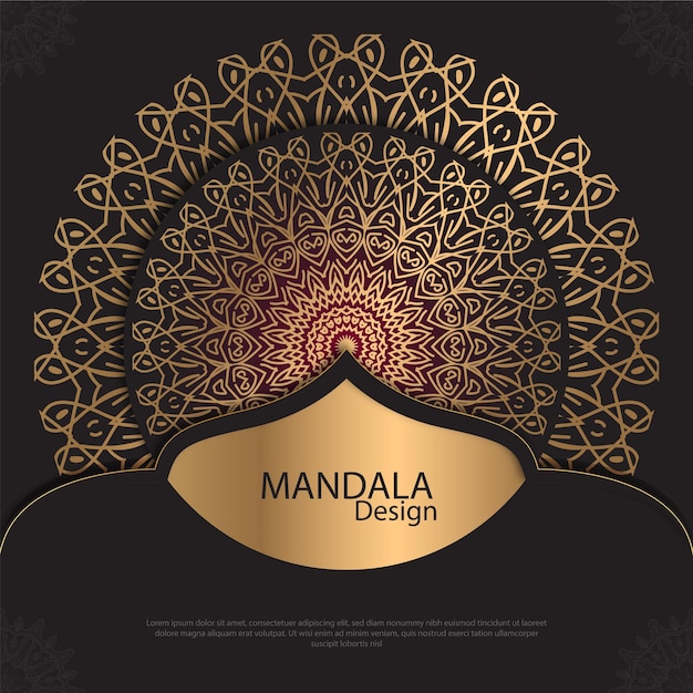 Vector minimaal mandala-ontwerp om luxe ontwerp gouden penseeltekst