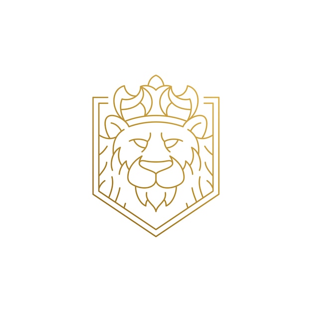 Minimaal omtrekembleem van leeuw in kroon als koning der dieren