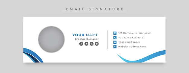 Minimaal stijl e-mailhandtekening kaartsjabloonontwerp of e-mailvoettekst