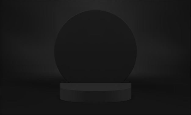 minimal 3d black display podium mock up for product show realistic vector illustration
