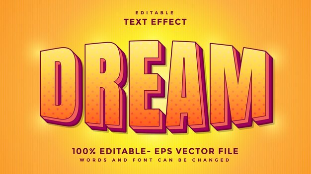 Minimal 3d gradient word dream editable text effect design template