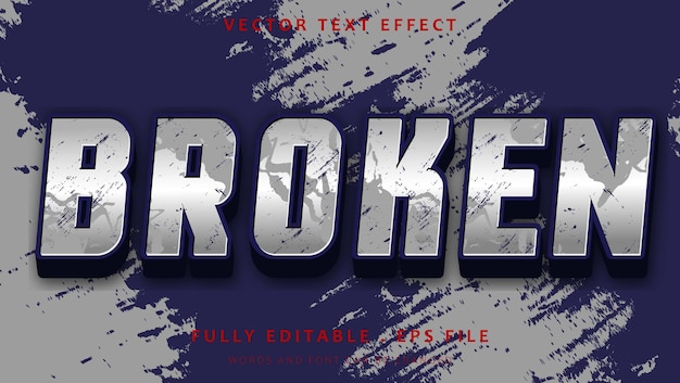 Minimal 3d Grunge Word Broken Editable Text Effect Design Template