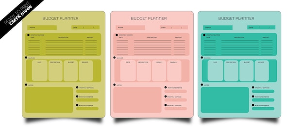 Vettore a4 minimo bellissimo modello di pianificatore di budget