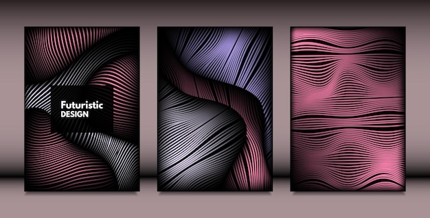 Minimal abstract backgrounds wave lines poster collection