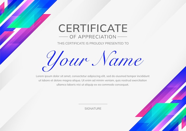 Minimal abstract concept certificate of appreciation