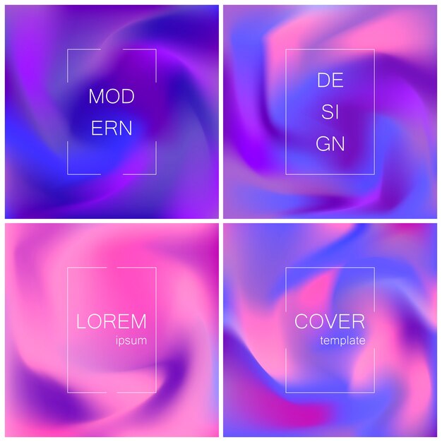 Minimal abstract fuid cover design template. holography gradient background.