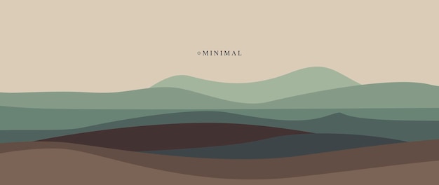 Minimal abstract landscape background vector. Mountain background.Vector flat illustration.