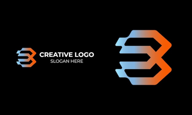 Минимальный абстрактный логотип Lettering и знак с градиентным цветом, дизайн логотипа Letter b