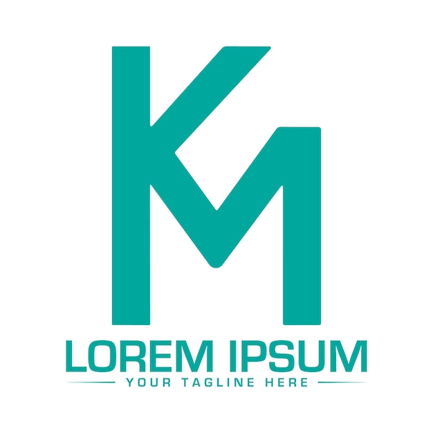 최소 추상적인 라인 아트 문자 KM 로고 이 로고 아이콘은 문자 K와 M 문자와 통합됩니다