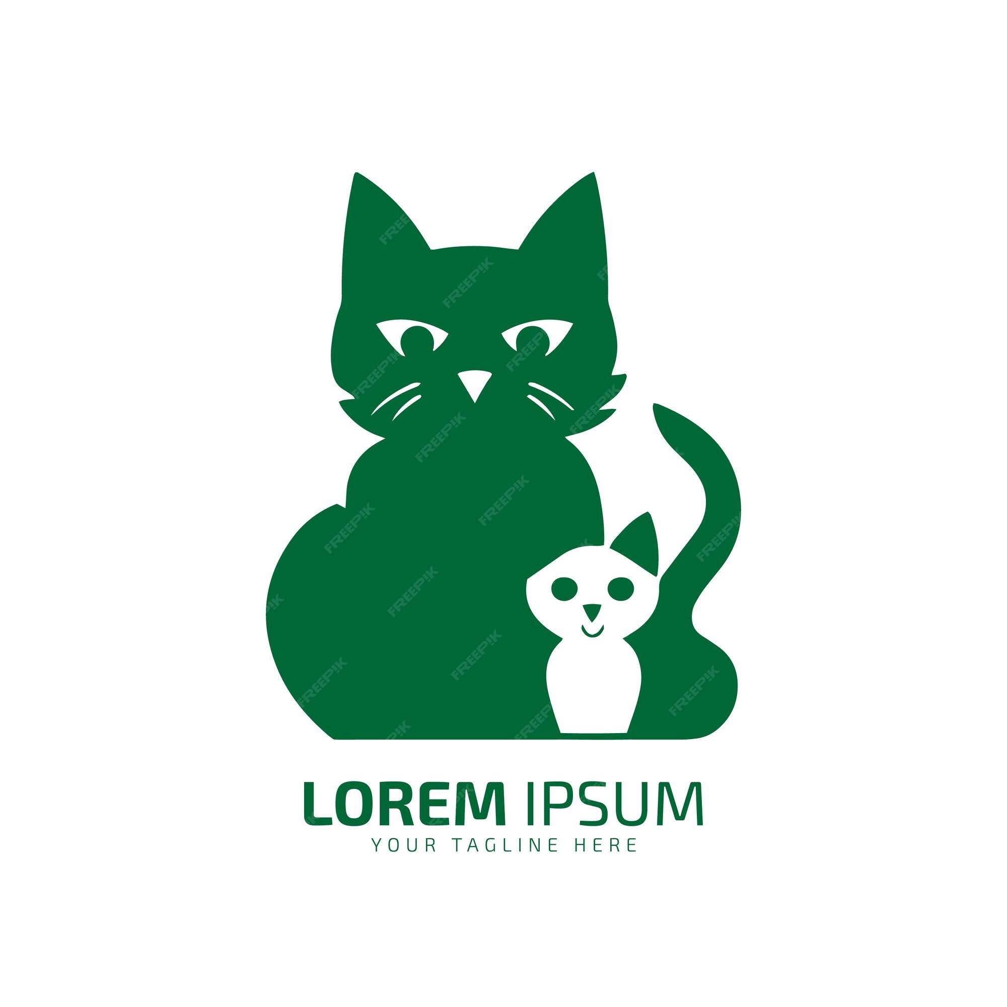 A minimalist logo of a cat's silhouette in green