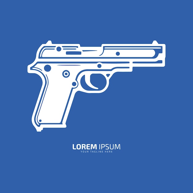 Minimal and abstract logo of gun vector pistol icon weapon silhouette design