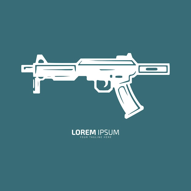 Minimal and abstract logo of gun vector pistol icon weapon silhouette isolated design