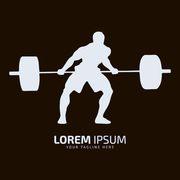 Minimal and abstract logo of gym vector man icon fitness silhouette isolated template design gym club with dumbbell