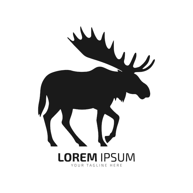 Vector minimal and abstract logo of moose vector elk icon fur silhouette isolated template simple design