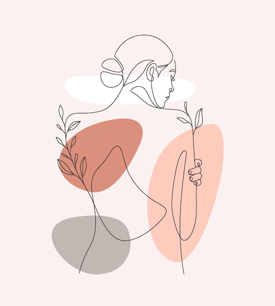 Minimal aesthetic female body vector line art