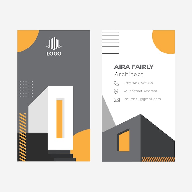 Minimal architecture development vertical business card