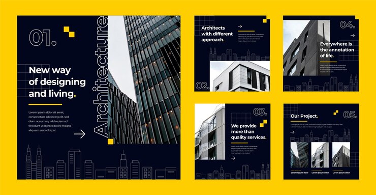 Vector minimal architecture instagram posts