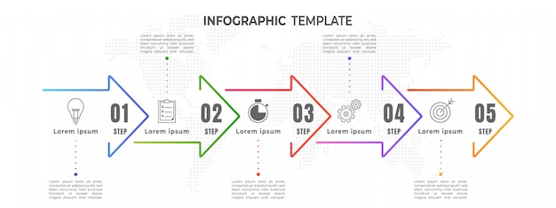 최소 화살표 타임 라인 infographic 단계