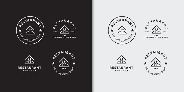 Minimal badge Restaurant Logo set design template