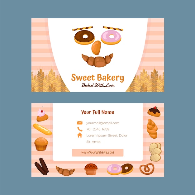 Vector minimal bakery shop horizontal business card