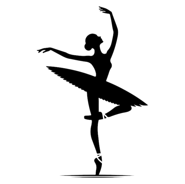 Minimal Ballerina vector icoon in platte stijl silhouet vector illustratie op witte achtergrond
