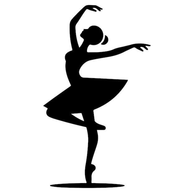 Minimal Ballerina vector icoon in platte stijl silhouet vector illustratie op witte achtergrond