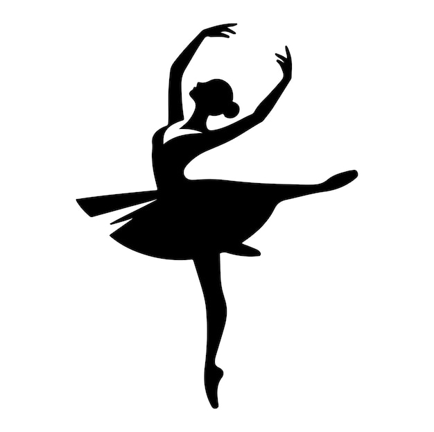 Minimal Ballerina vector icoon in platte stijl silhouet vector illustratie op witte achtergrond