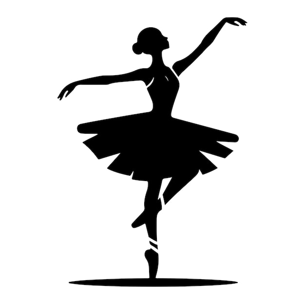 Minimal Ballerina vector icoon in platte stijl silhouet vector illustratie op witte achtergrond