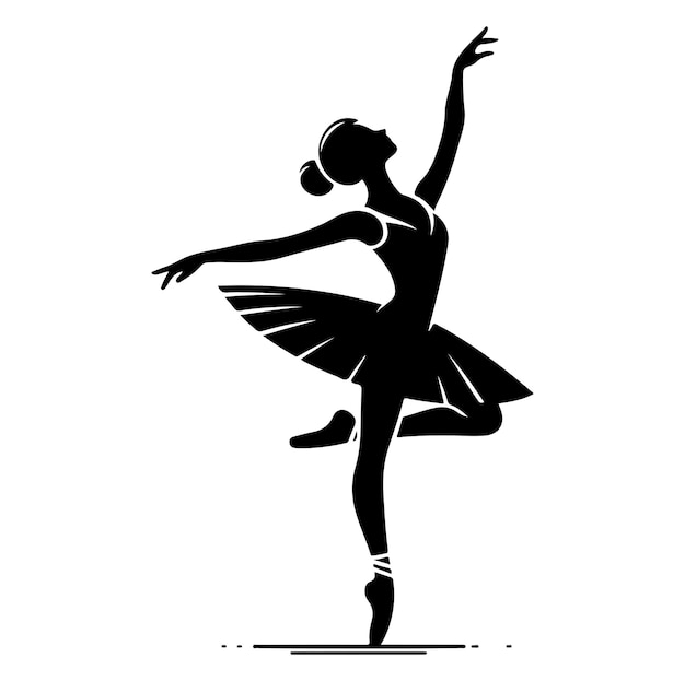 Minimal Ballerina vector icoon in platte stijl silhouet vector illustratie op witte achtergrond