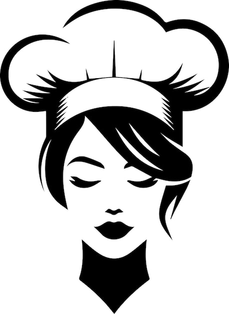 minimal beautiful female chef face vector silhouette silhouette black color white background 19