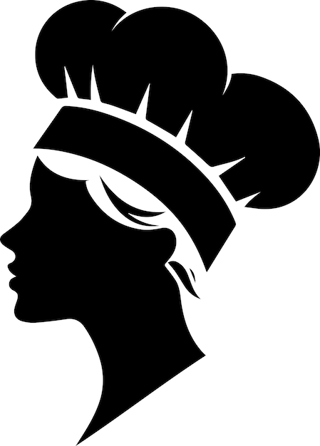 minimal beautiful female chef face vector silhouette silhouette black color white background 21