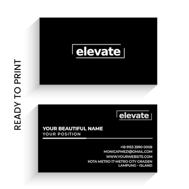 Vector minimal black business card template ready to print