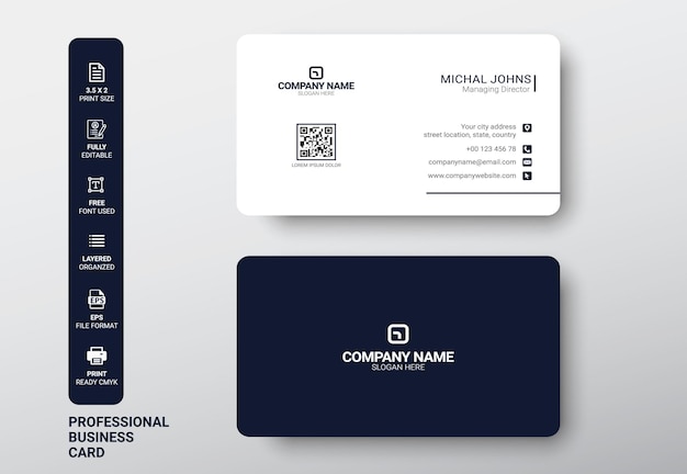 Minimal black and white business card template free vector