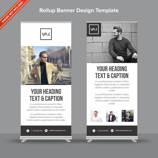 Vector minimal black and white rollup banner