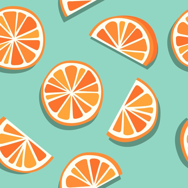  Minimal Blood Orange, Grapefruit, Mandarin or Clementine Seamless Pattern, Orange & Blue Combination